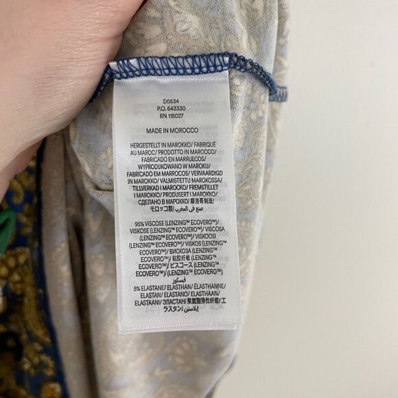 Boden Knot Detail Jersey Mini Dress in Harvest Gold Paisley Floral Size 6 - Picture 4 of 6